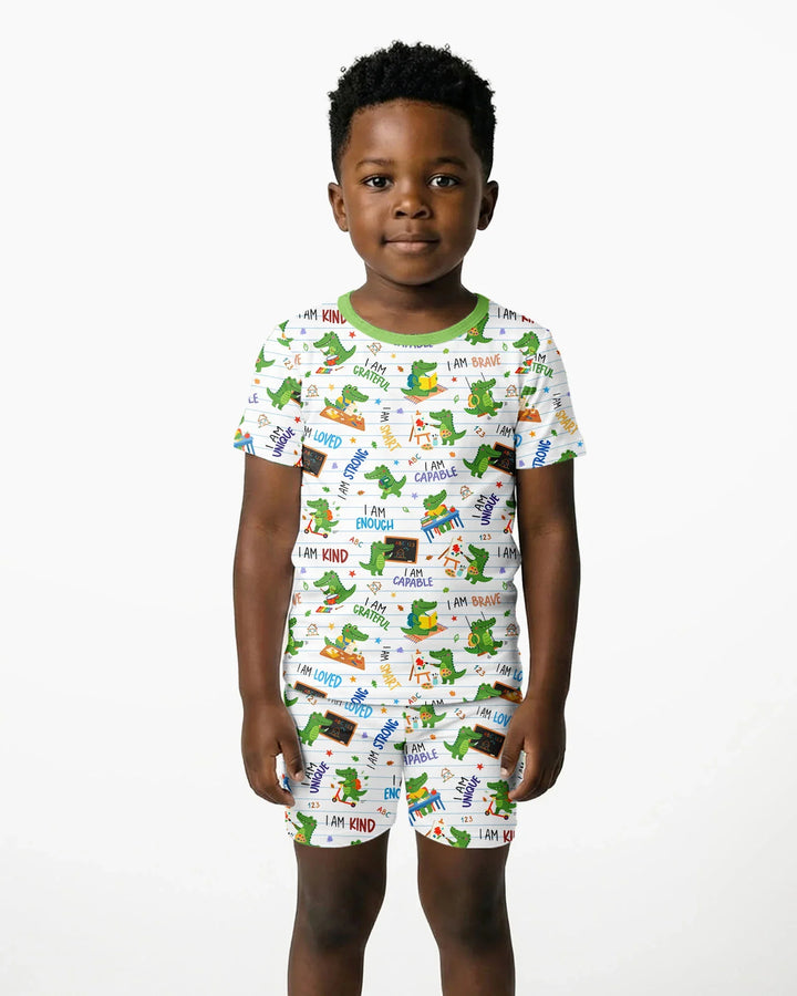 Brave Gator Days Bamboo Two Piece Short Sleeve Shorts Pajama Set