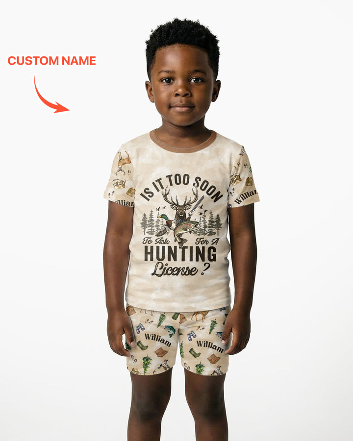 Personalized Funny Hunting Bamboo Two Piece Short Sleeve Shorts Pajama Set