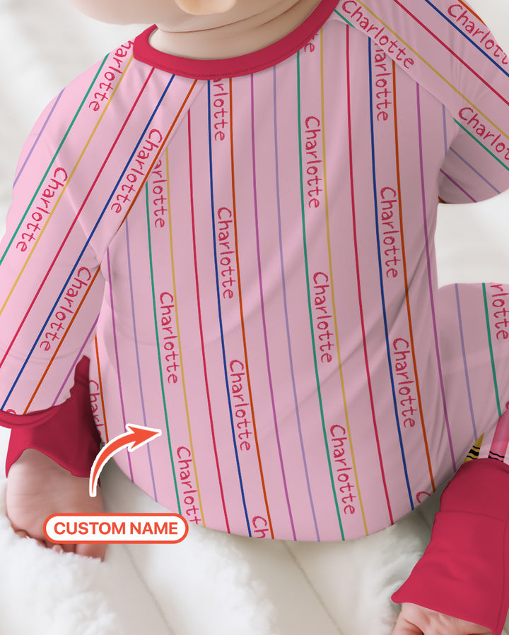 Custom Name Crayon Lines Bamboo Convertible Zippy