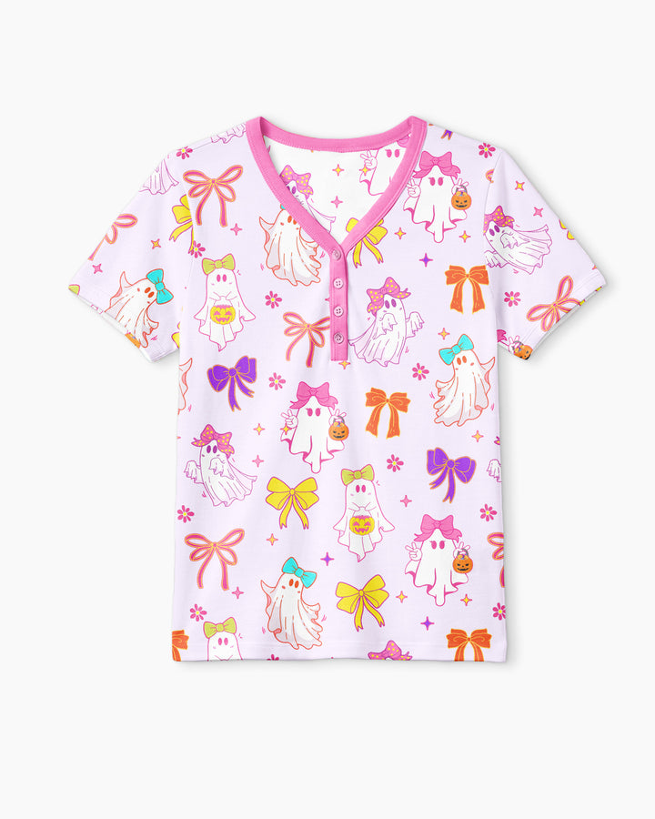 Coquette Ghost & Bow Bamboo Women Short Sleeve Short Pajama Set