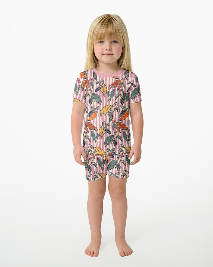 Turtle Bay Family Matching Bamboo Two Piece Short Sleeve Shorts Pajama Set