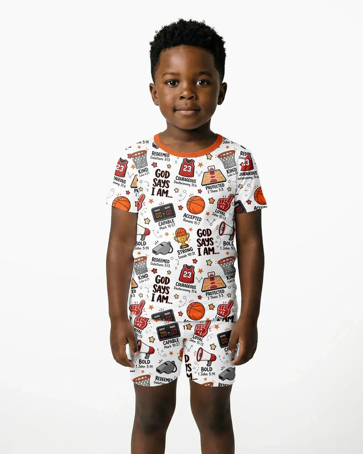 Basketball God Says I Am Bamboo Two Piece Short Sleeve Shorts Pajama Set