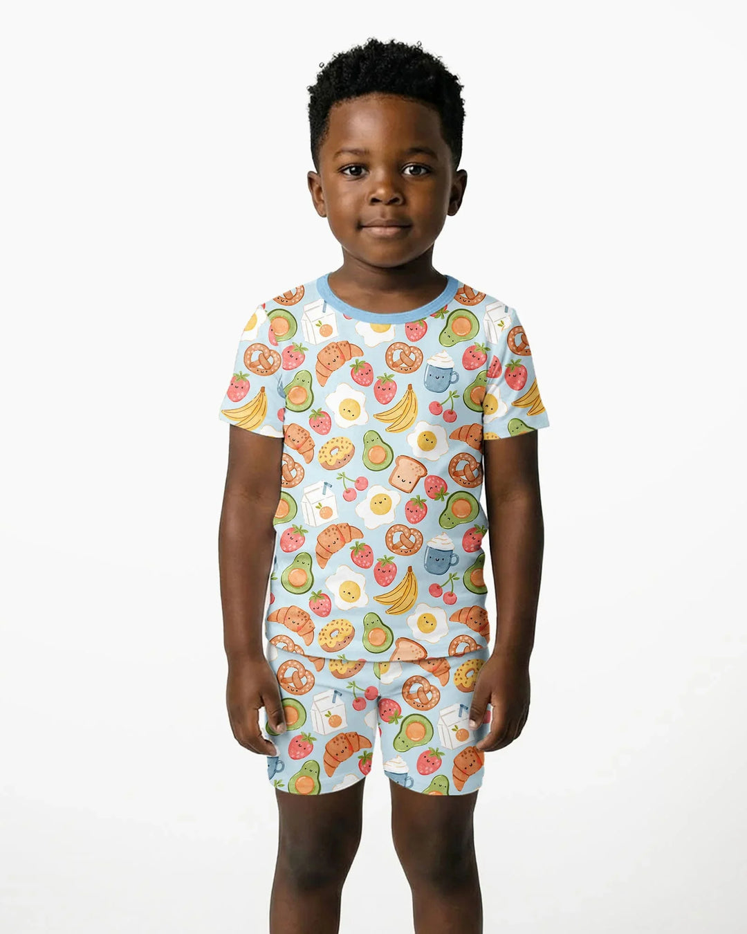 Breakfast Buddies Family Matching Bamboo Two Piece Short Sleeve Shorts Pajama Set