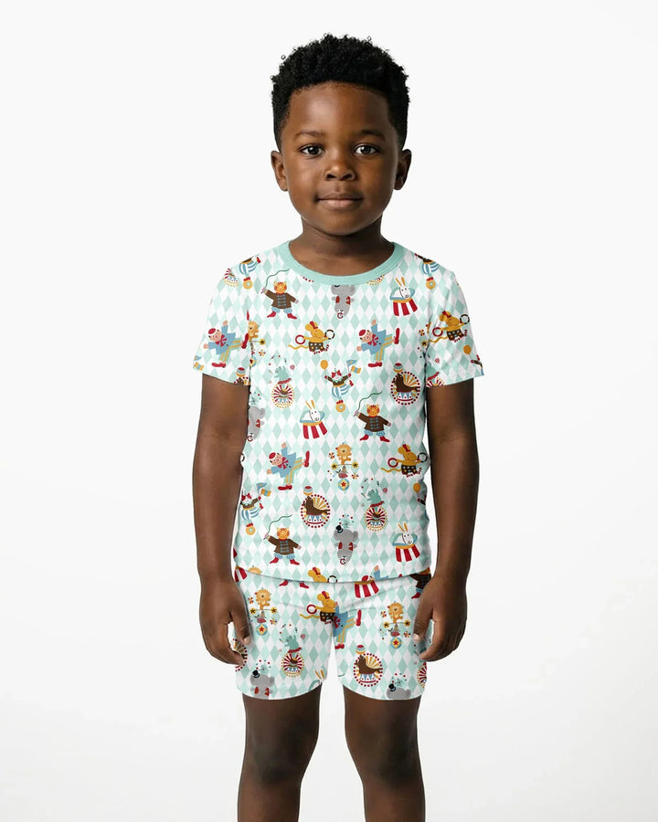 Circus Animal Bamboo Two Piece Short Sleeve Shorts Pajama Set