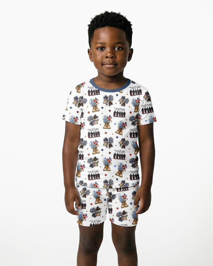 Honor the Brave Family Matching Bamboo Two Piece Short Sleeve Shorts Pajama Set