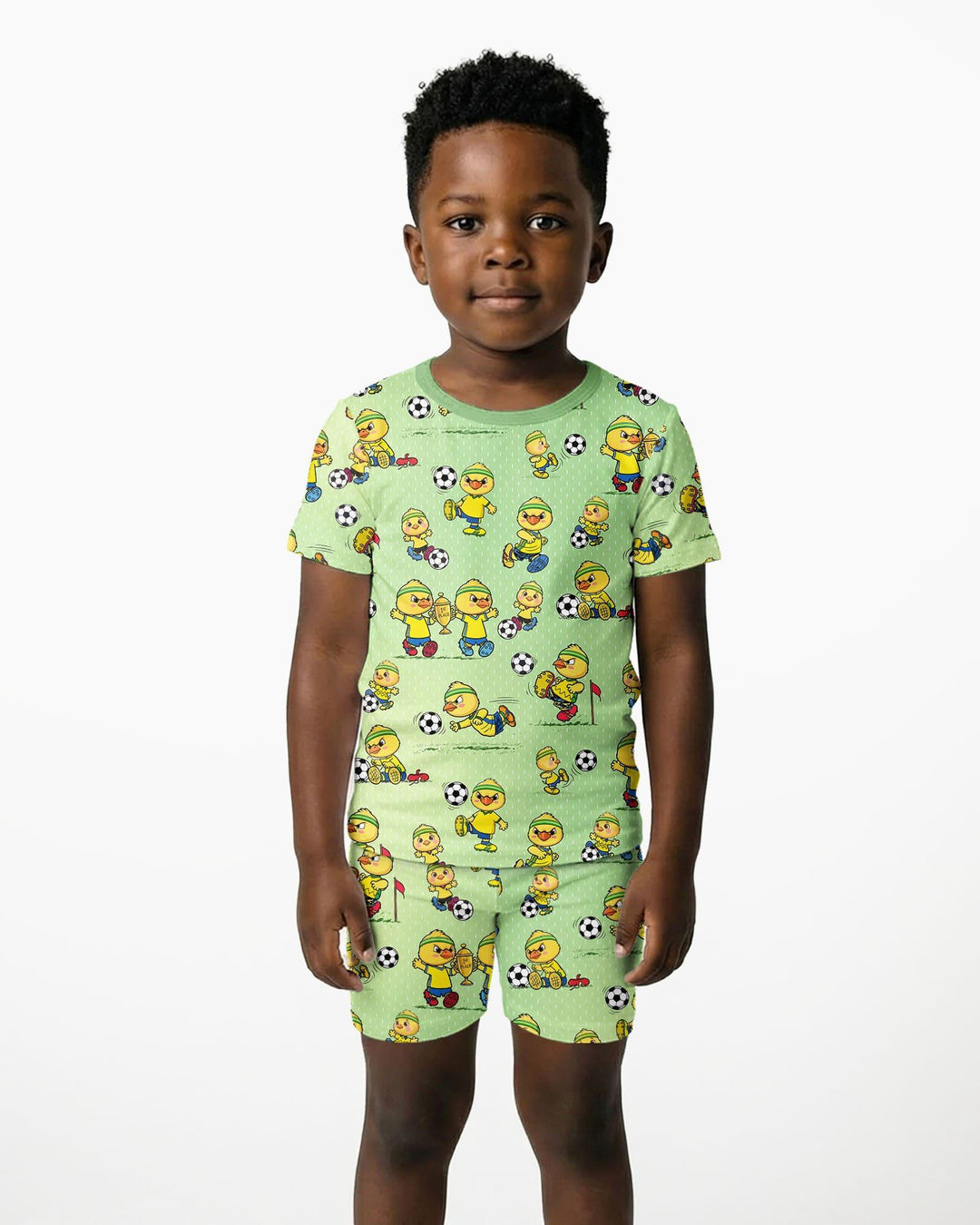 Brasil Soccer Fan Family Matching Bamboo Two Piece Short Sleeve Shorts Pajama Set