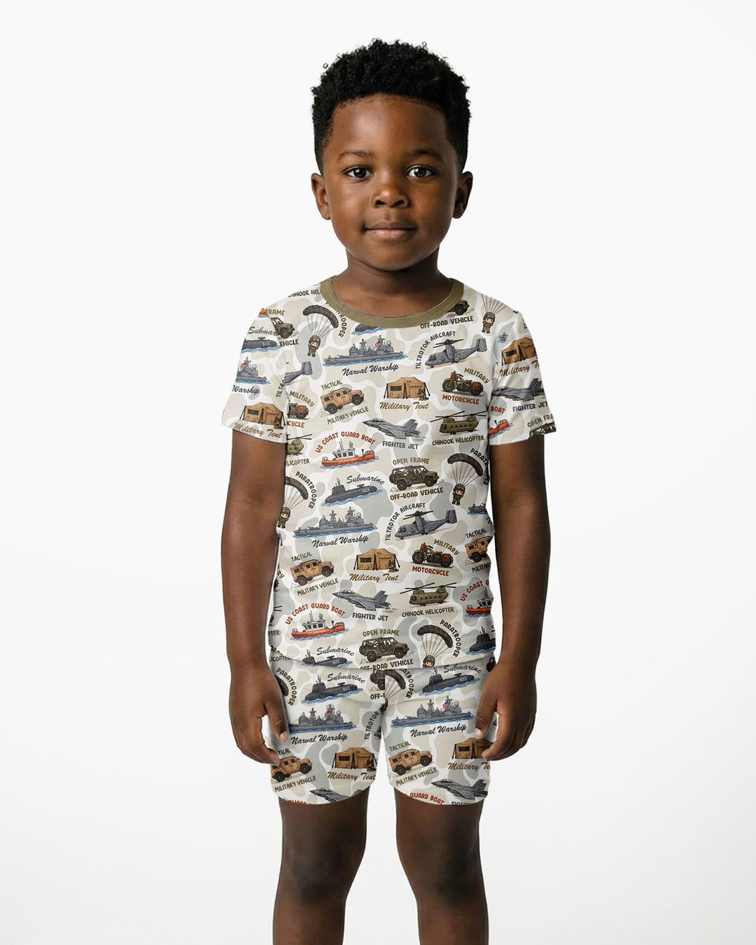 Little Hero Military Family Matching Bamboo Two Piece Short Sleeve Shorts Pajama Set