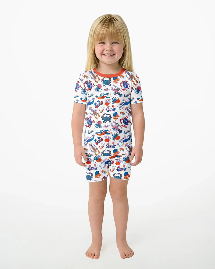 Crustacean Nation Family Matching Bamboo Two Piece Short Sleeve Shorts Pajama Set