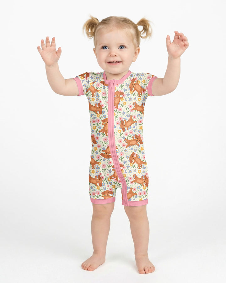 Dachshund Blooms Family Matching Bamboo Shorty Zippy