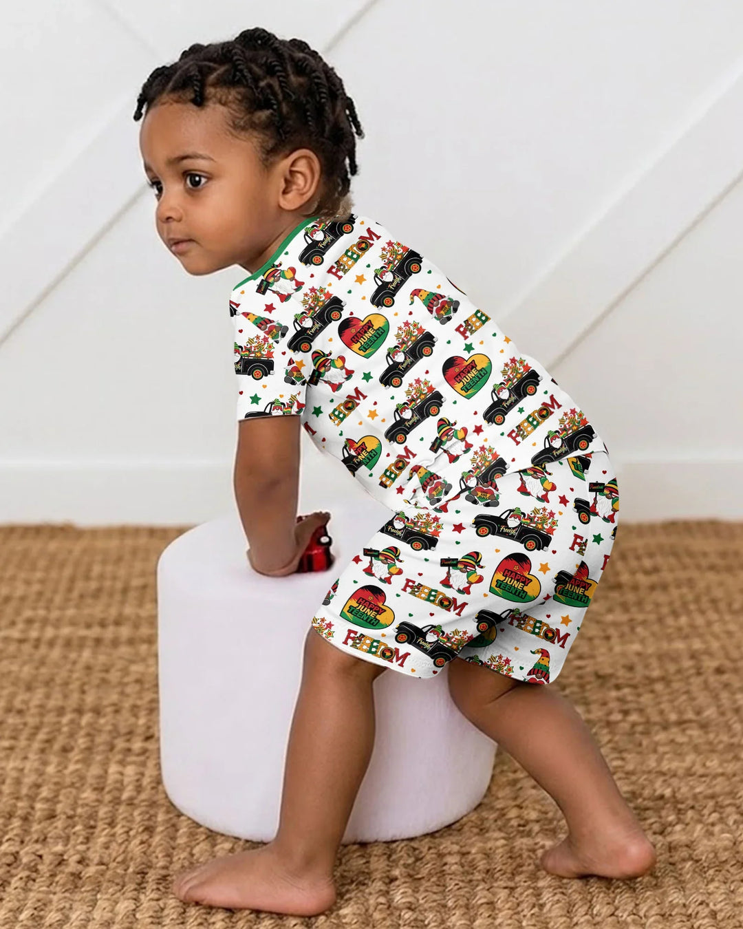 Gnome Happy Juneteenth Bamboo Two Piece Short Sleeve Shorts Pajama Set