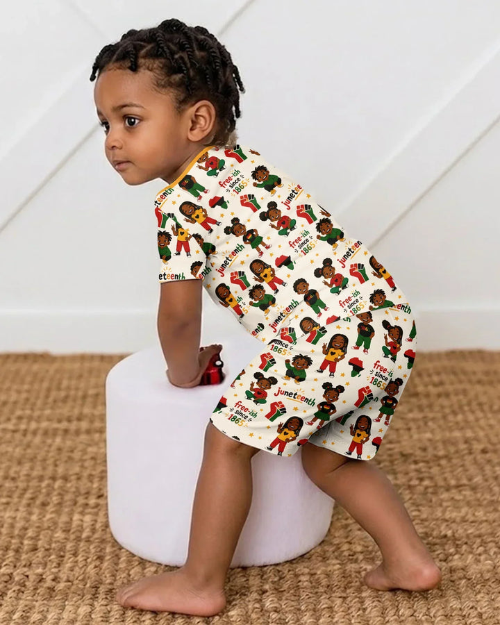 Juneteenth Free-ish Since 1865 Bamboo Two Piece Short Sleeve Shorts Pajama Set