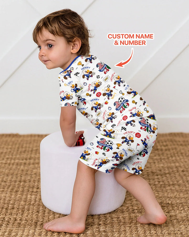 USA We Are Champions Soccer Tour 2026 Bamboo Two Piece Short Sleeve Shorts Pajama Set