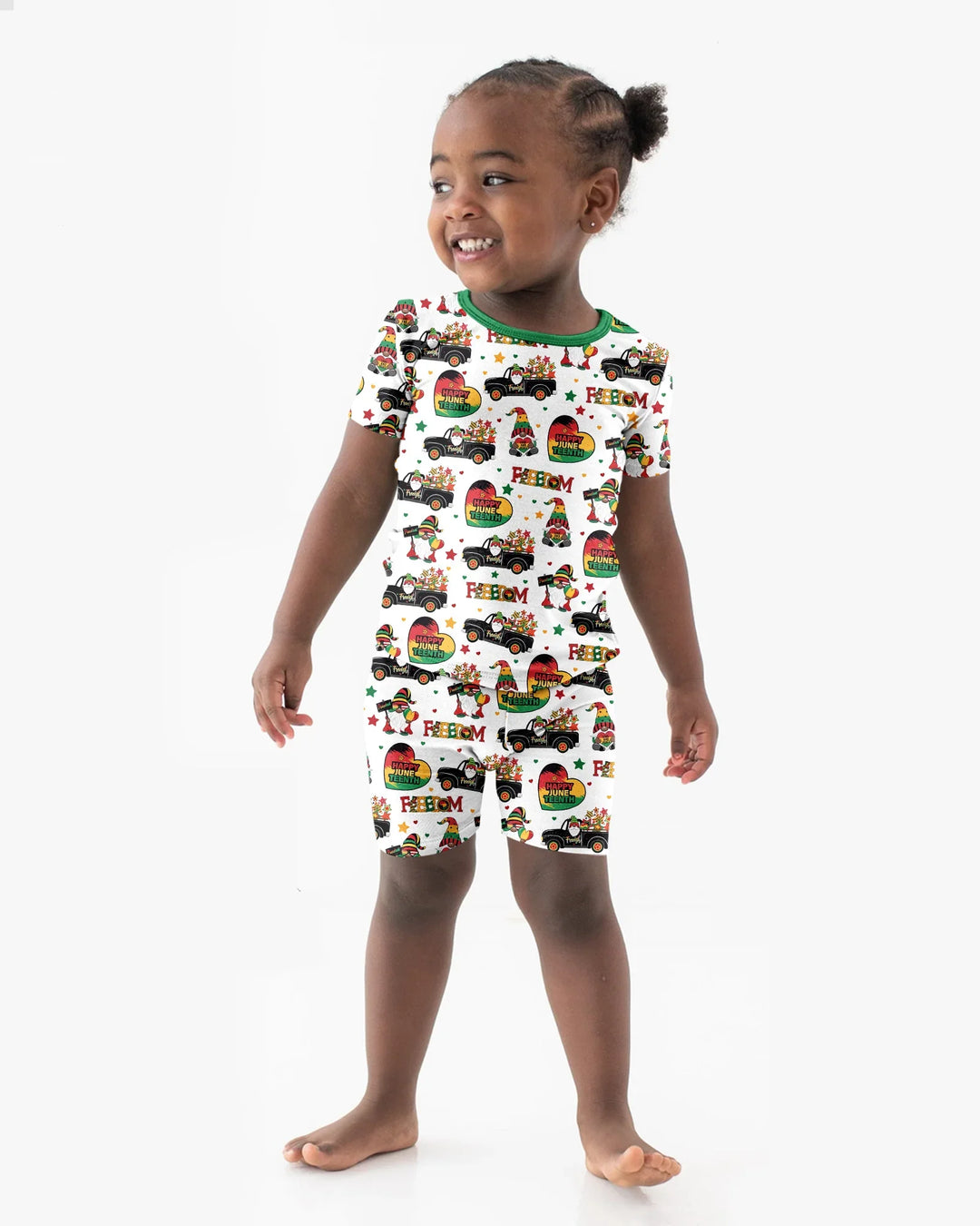 Gnome Happy Juneteenth Bamboo Two Piece Short Sleeve Shorts Pajama Set