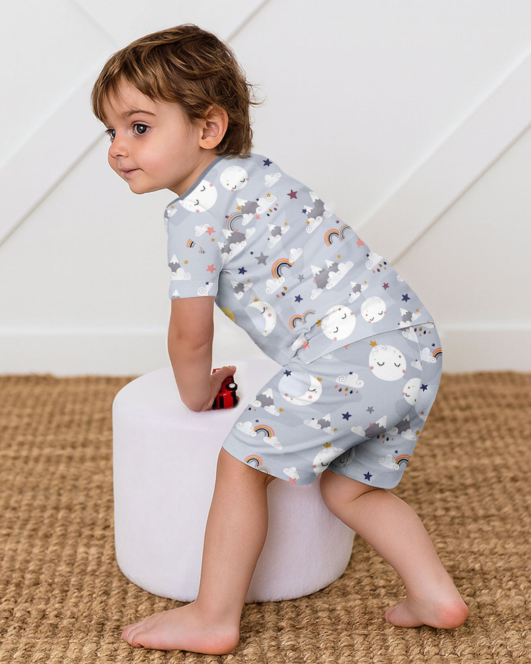 My Grandma Loves Me To The Moon And Back Bamboo Two Piece Short Sleeve Shorts Pajama Set