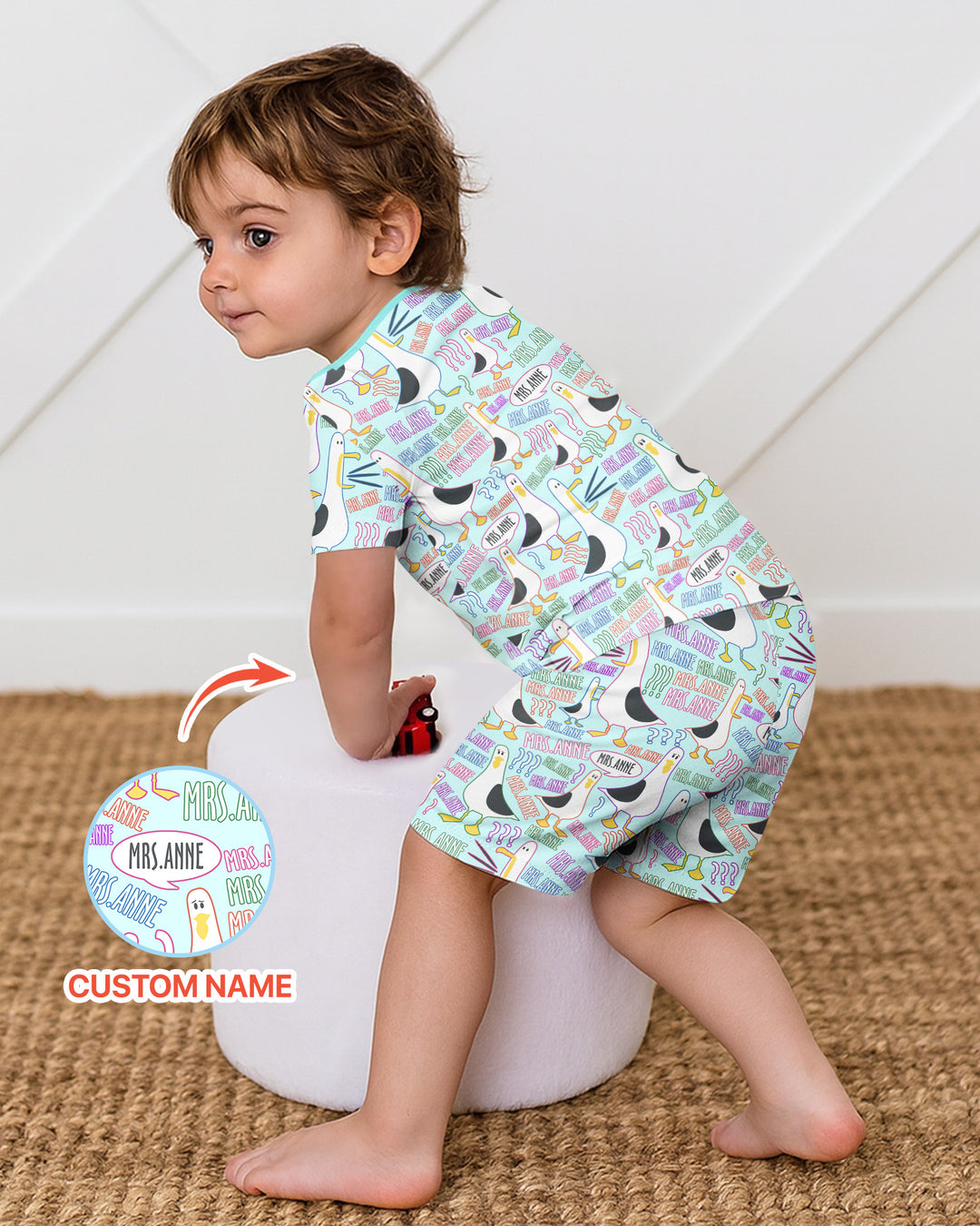 Teacher Teacher Teacher Funny Seagull Bamboo Two Piece Short Sleeve Shorts Pajama Set