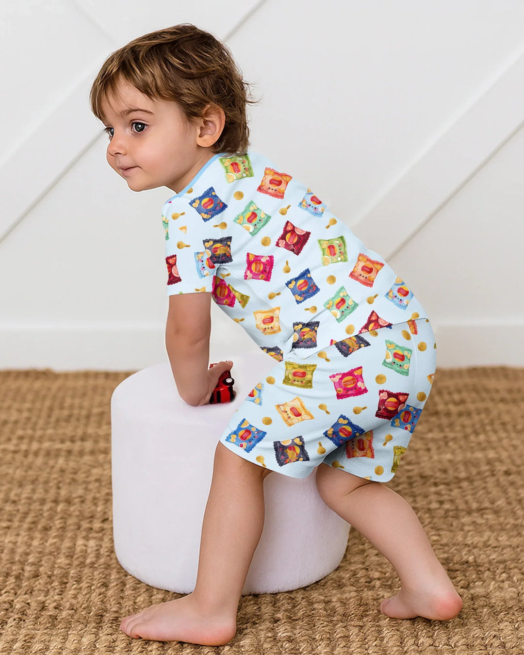 Potato Chips Bamboo Two Piece Short Sleeve Shorts Pajama Set