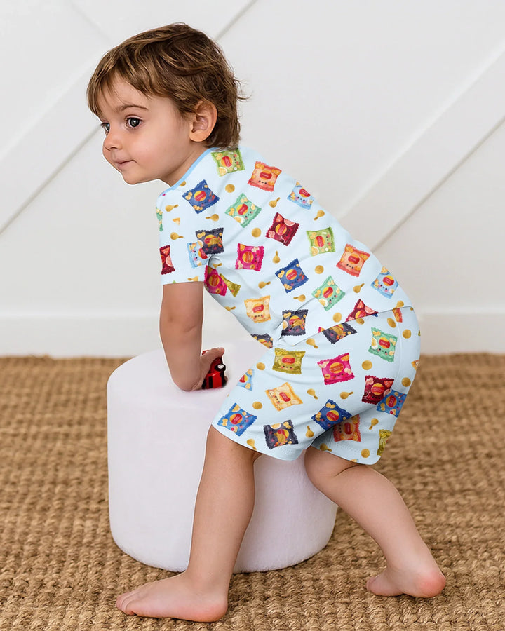 Potato Chips Bamboo Two Piece Short Sleeve Shorts Pajama Set