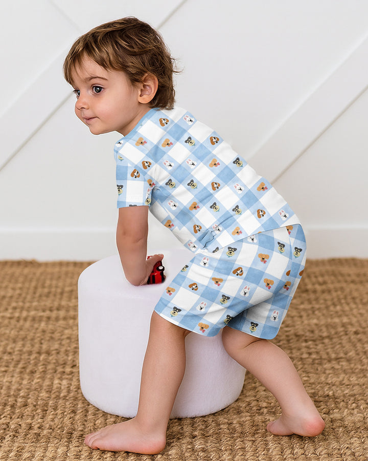 Plaid Pals Family Matching Bamboo Two Piece Short Sleeve Shorts Pajama Set