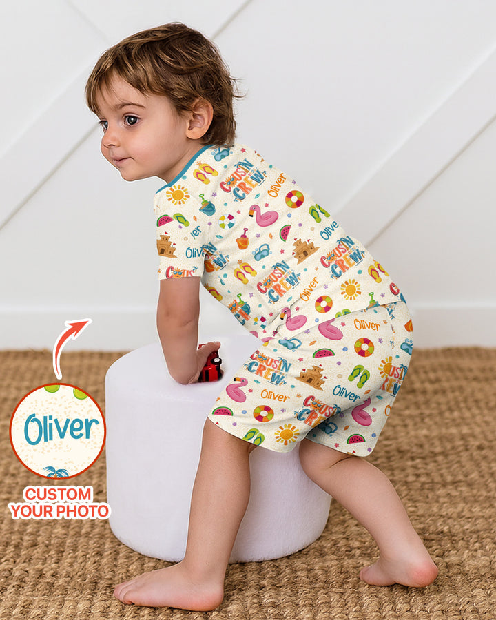 Custom Name Summer 2026 Cousin Crew Bamboo Two Piece Short Sleeve Shorts Pajama Set