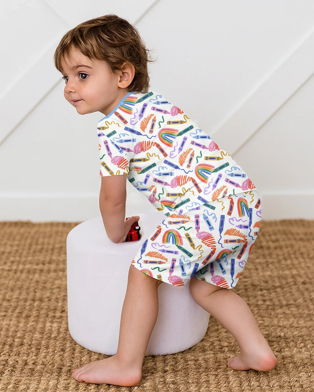 Crayon Chaos Bamboo Two Piece Short Sleeve Shorts Pajama Set