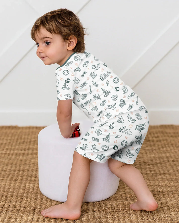 Lake Vibe Bamboo Two Piece Short Sleeve Shorts Pajama Set