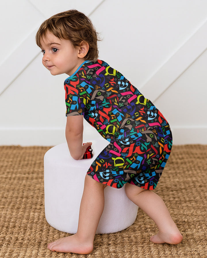Hebrew Harmony Family Matching Bamboo Two Piece Short Sleeve Shorts Pajama Set