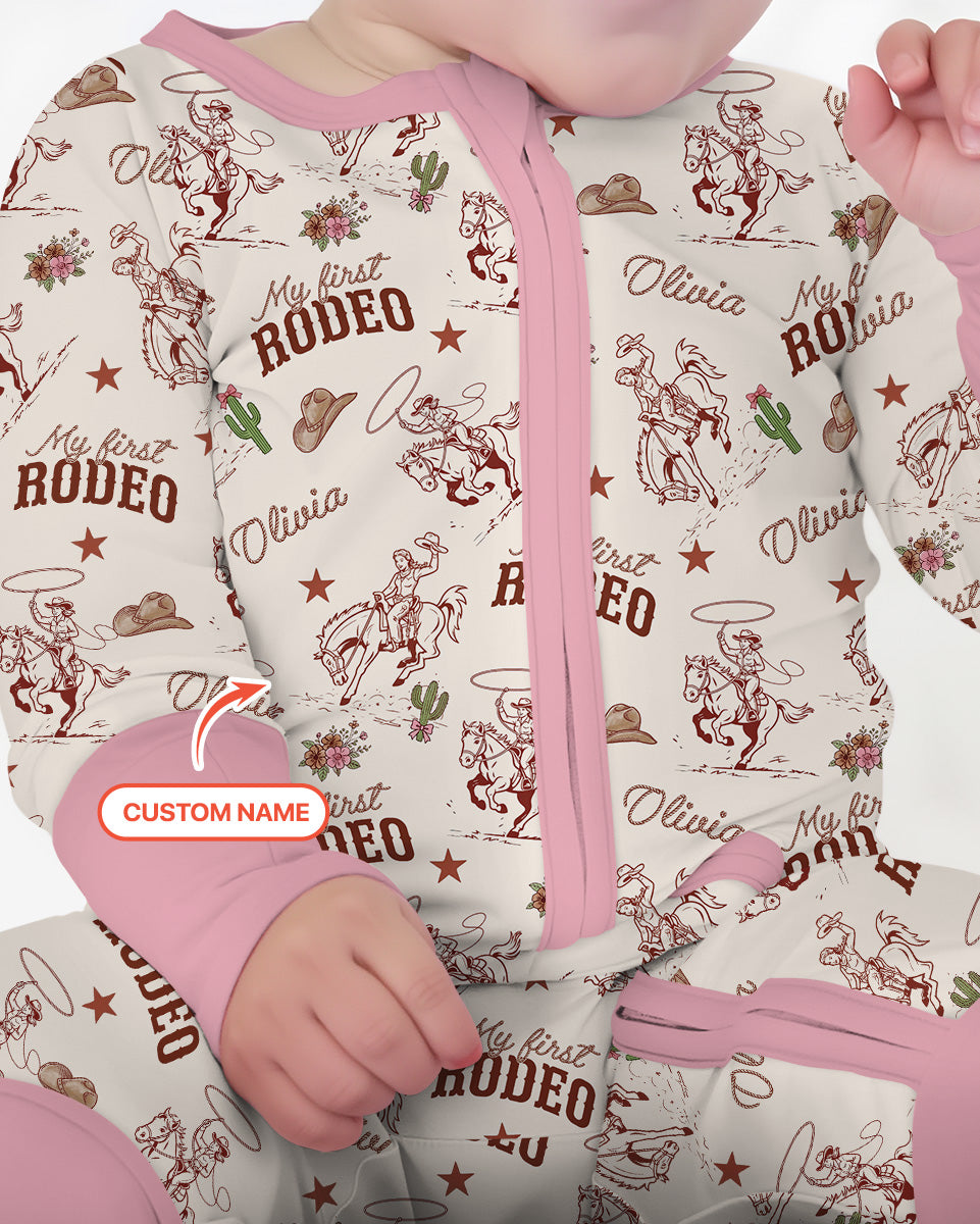 Custom Name First Rodeo Family Matching Bamboo Convertible Zippy