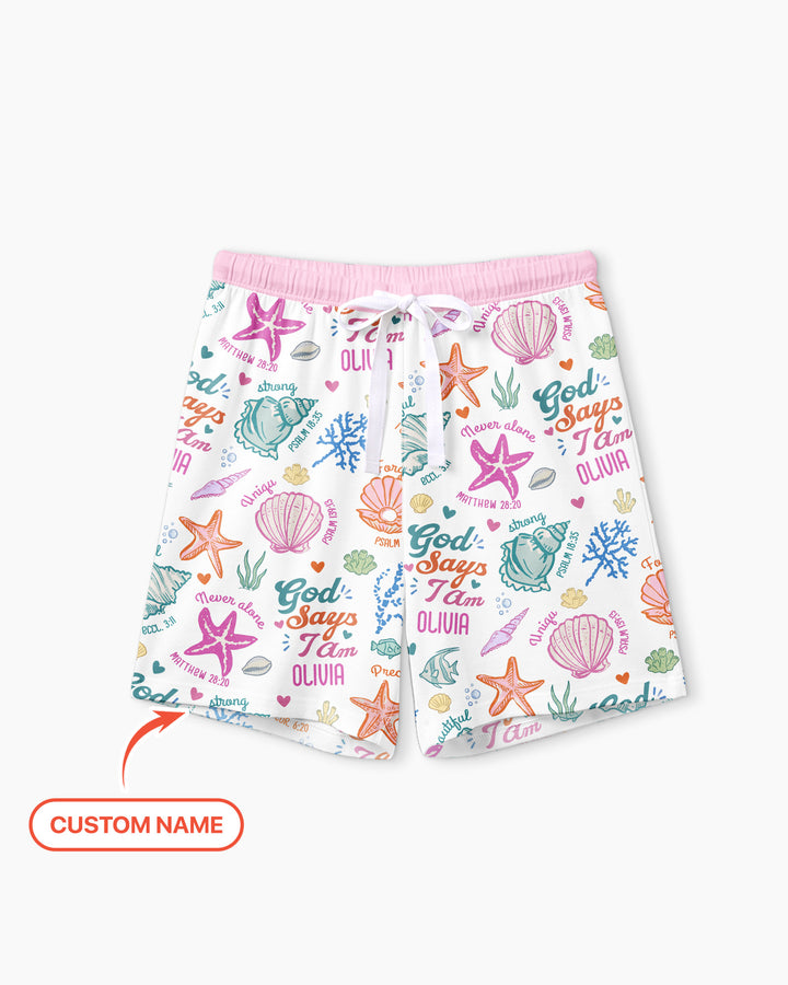 Coastal God Says I Am Custom Name Bamboo Women Short Sleeve Short Pajama Set