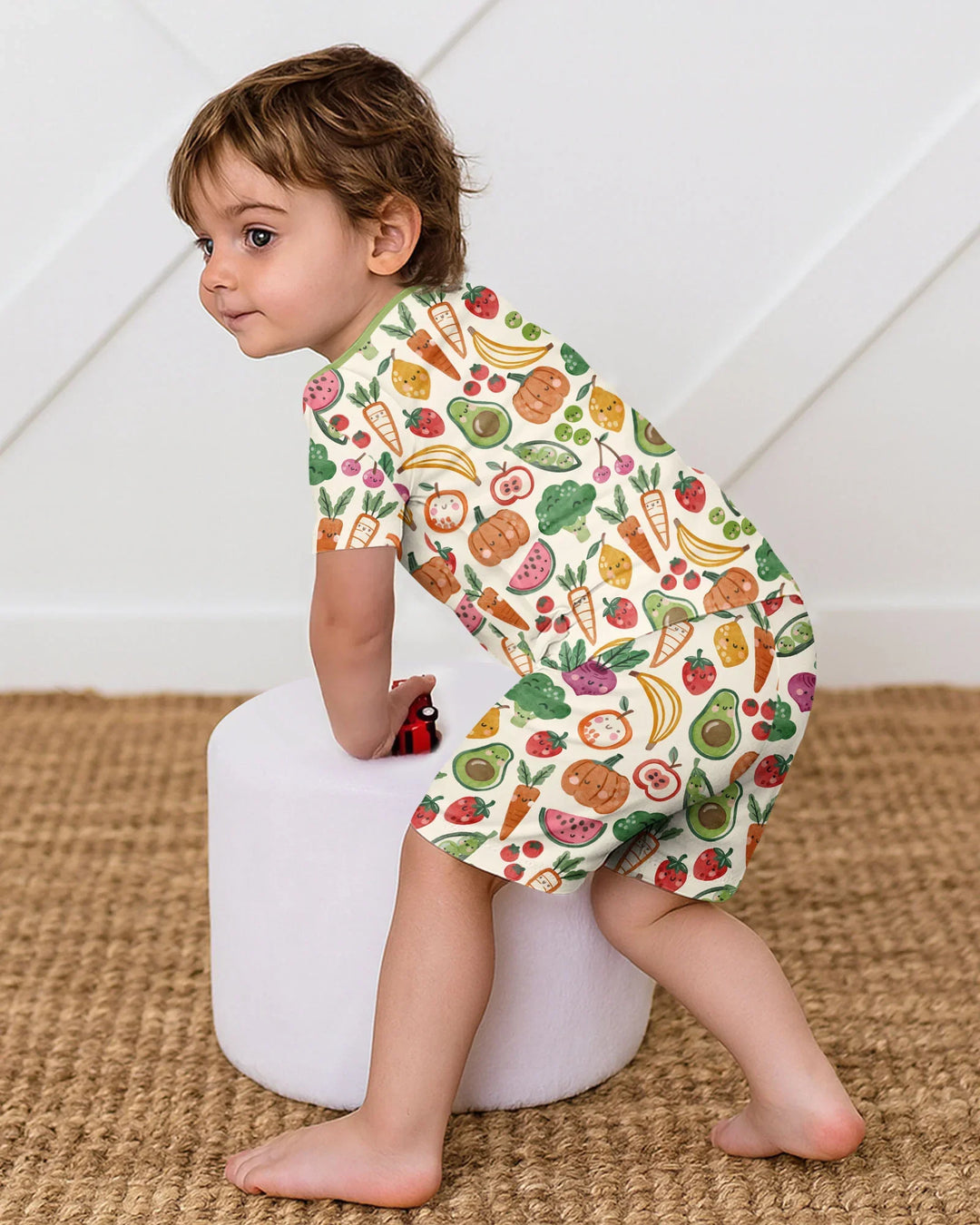 Veggie Friends Family Matching Bamboo Two Piece Short Sleeve Shorts Pajama Set