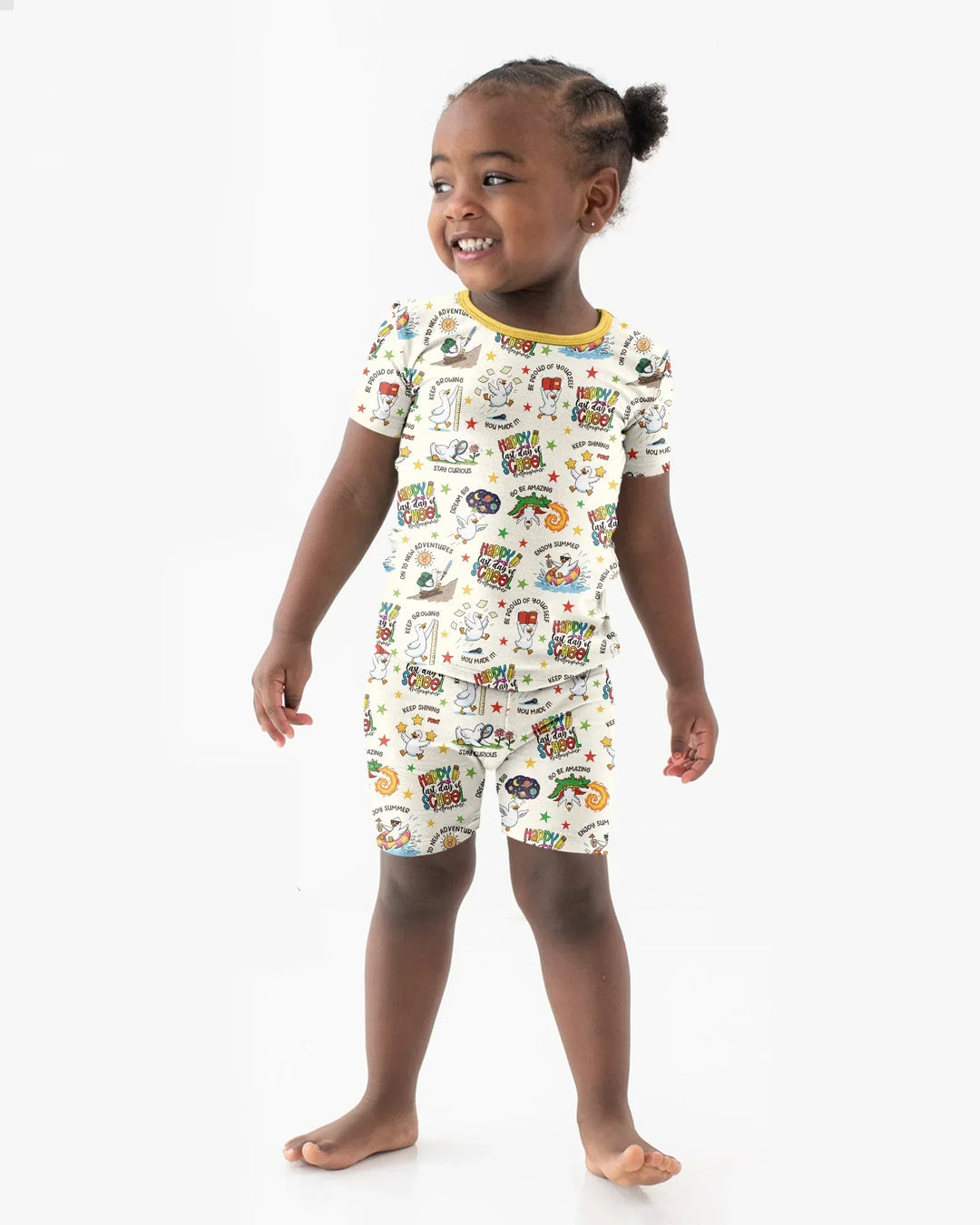 Silly Goose Happy Last Day of School Bamboo Two Piece Short Sleeve Shorts Pajama Set