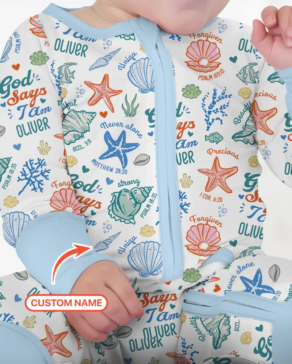 Coastal God Says I Am Custom Name Bamboo Convertible Zippy