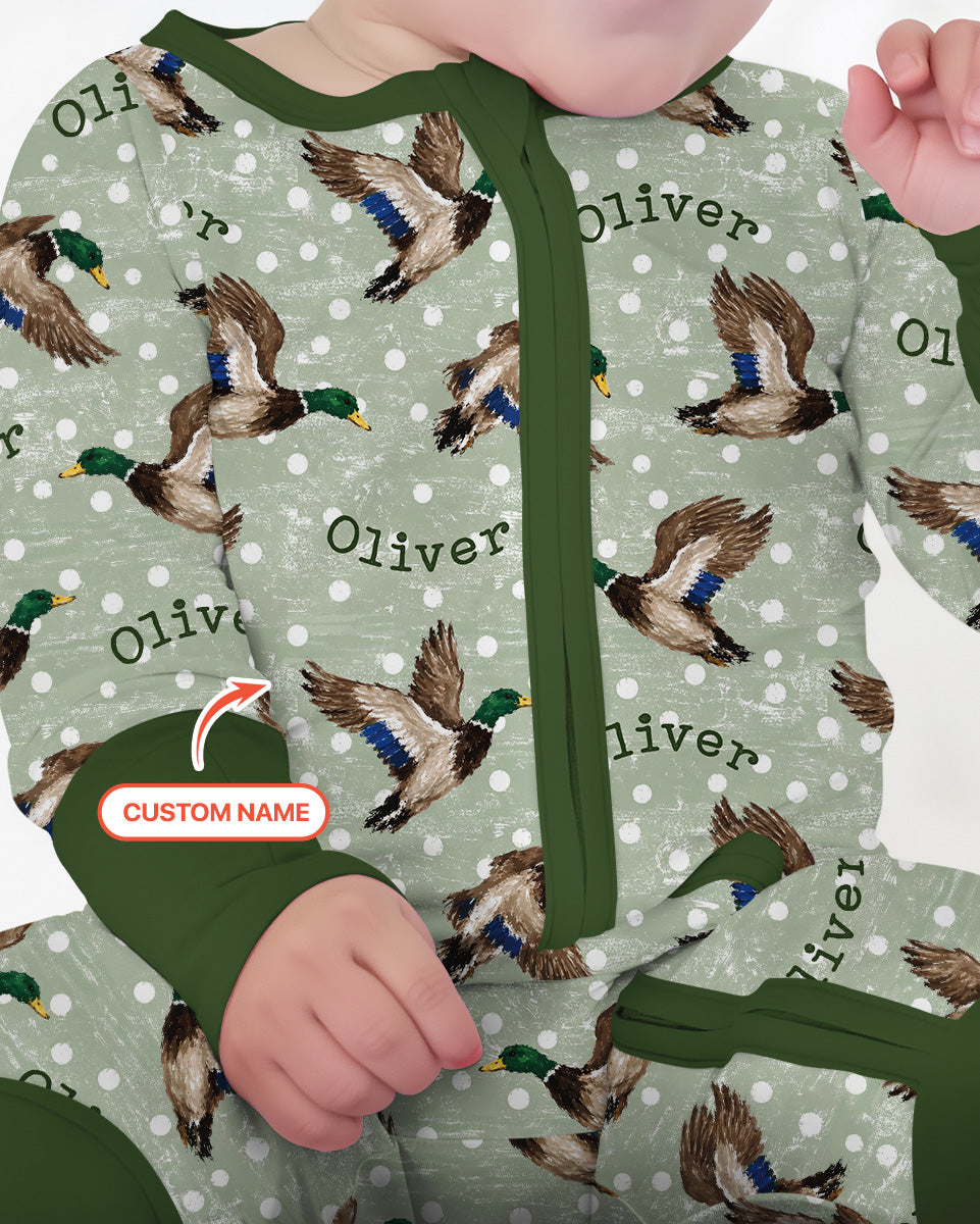 Custom Name Flying Mallard Duck Bamboo Convertible Zippy