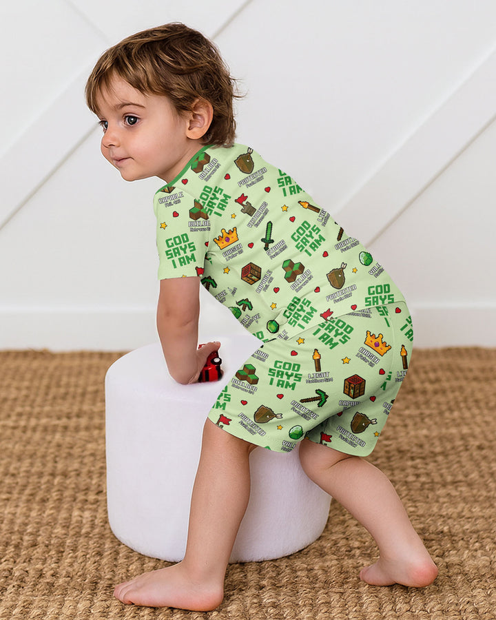 Template Bamboo Two Piece Short Sleeve Shorts Pyjamas Set