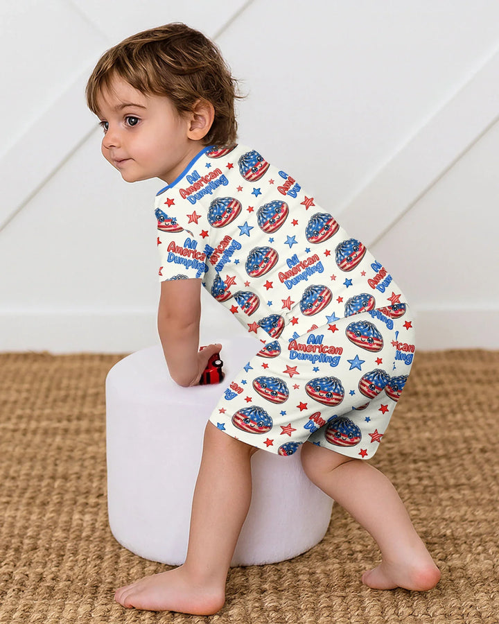 All American Dumpling Bamboo Two Piece Short Sleeve Shorts Pajama Set