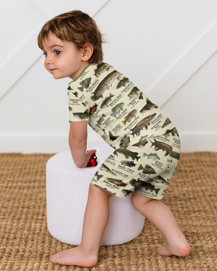 Fish Of America Bamboo Two Piece Short Sleeve Shorts Pajama Set