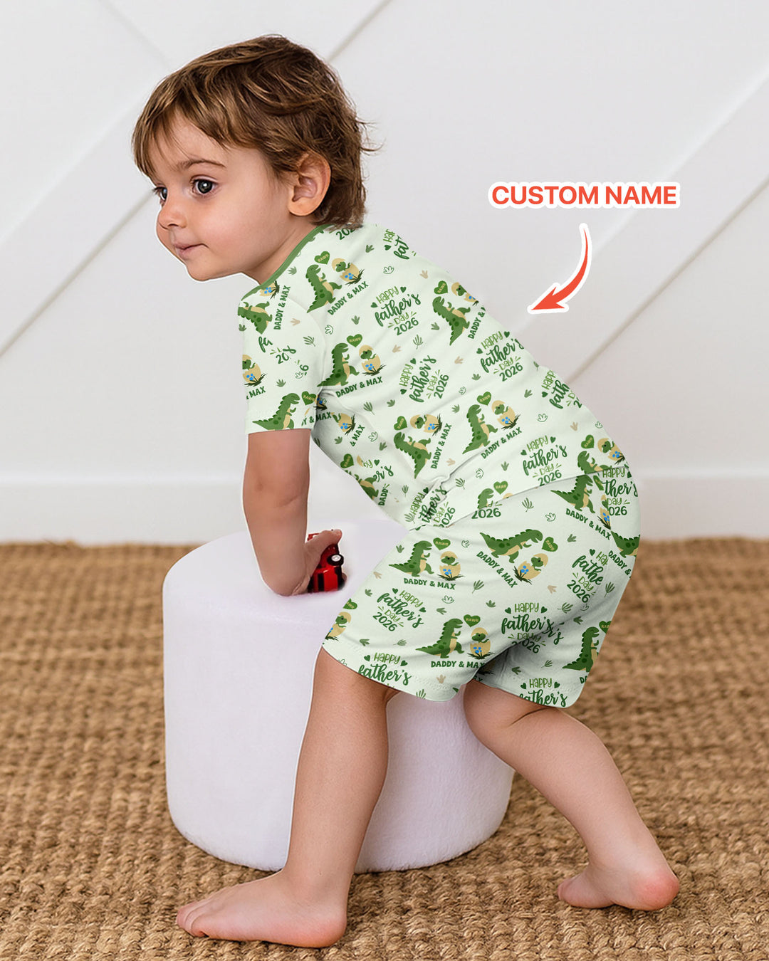 Custom Name Fathers Day 2026 Bamboo Two Piece Short Sleeve Shorts Pajama Set