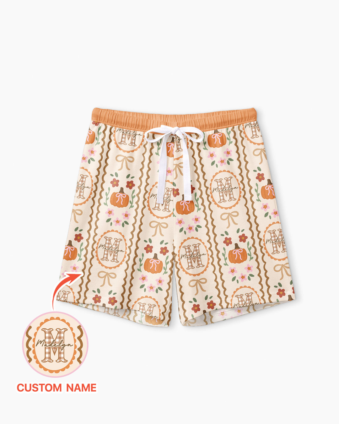 Custom Name Pumpkin Cottage Bamboo Women Short Sleeve Short Pajama Set