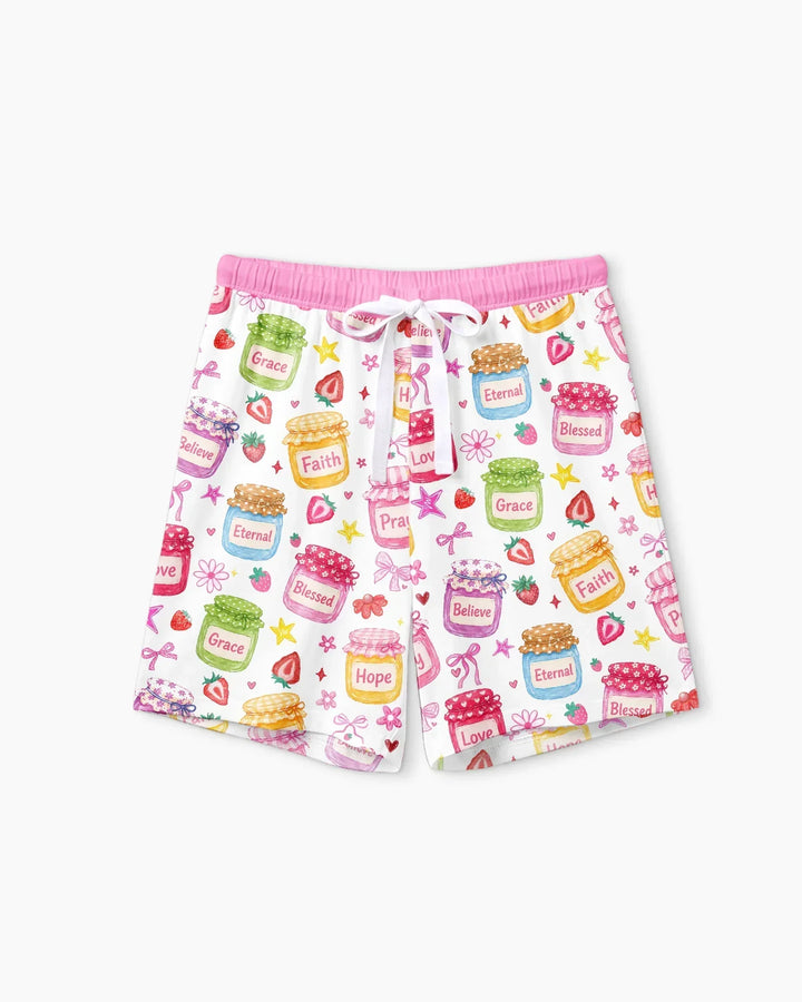 Preppy Summer Jesus Is My Jam Bamboo Women Short Sleeve Short Pajama Set
