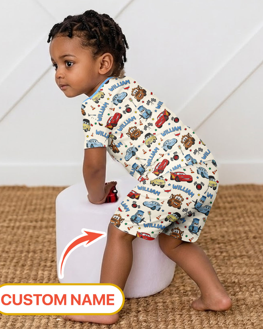 Car Movie Bamboo Two Piece Short Sleeve Shorts Pajama Set