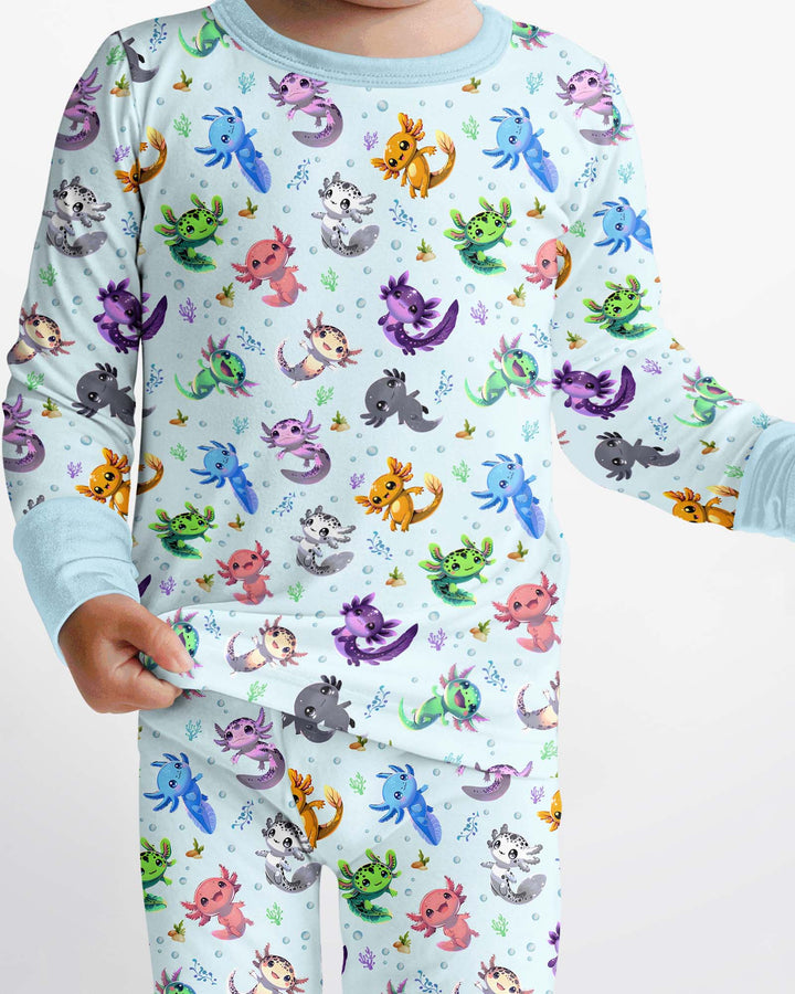 I Love You Axolotl Bamboo Two Piece Long Sleeve Pajama Set