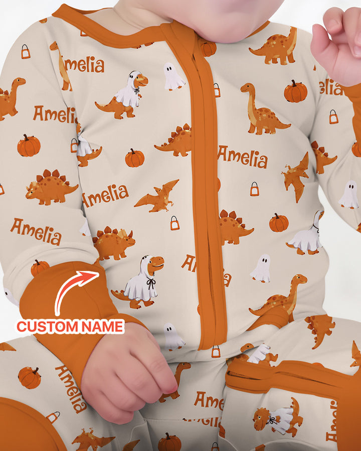 Custom Name Spooky Dinosaur Halloween - Personalized Bamboo Convertible Zippy