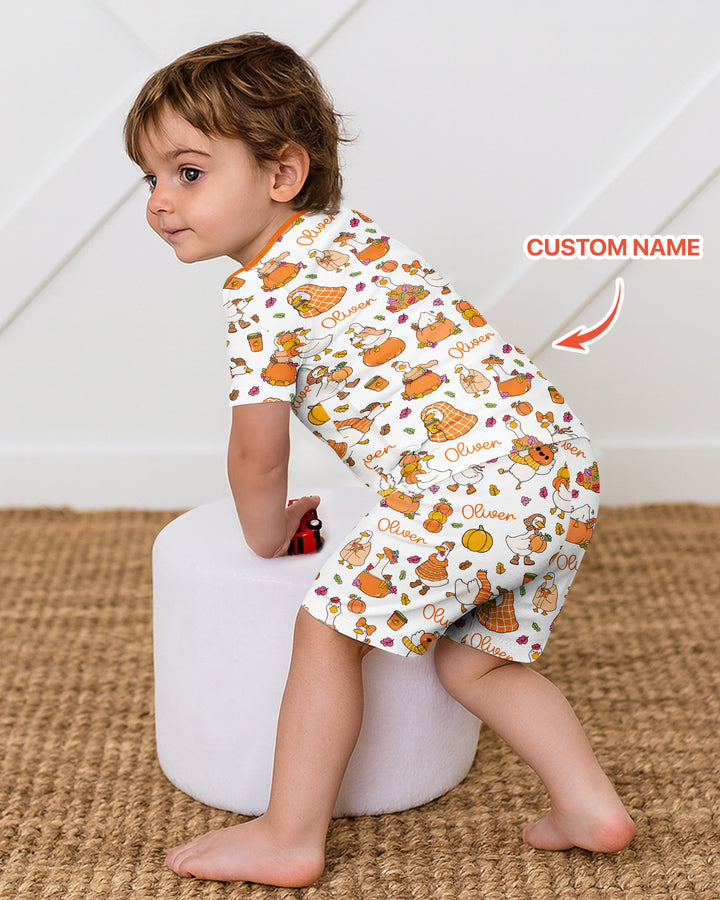 Fall Silly Goose Bamboo Two Piece Short Sleeve Shorts Pajama Set