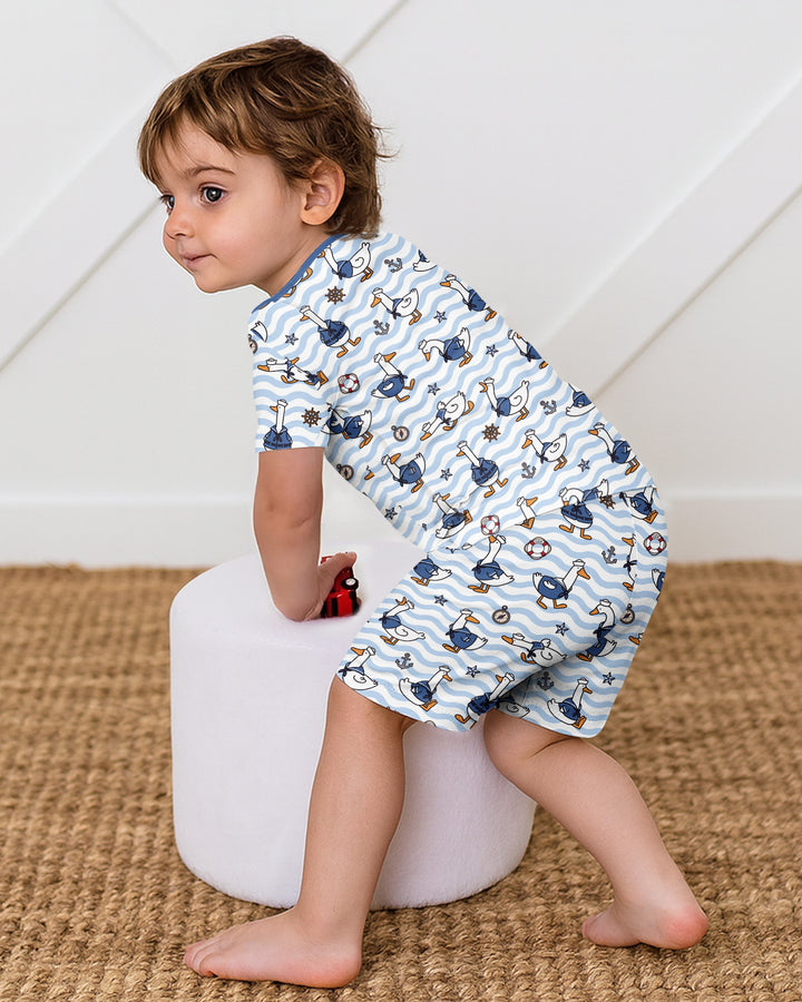 Silly Goose Sailor Bamboo Two Piece Short Sleeve Shorts Pajama Set