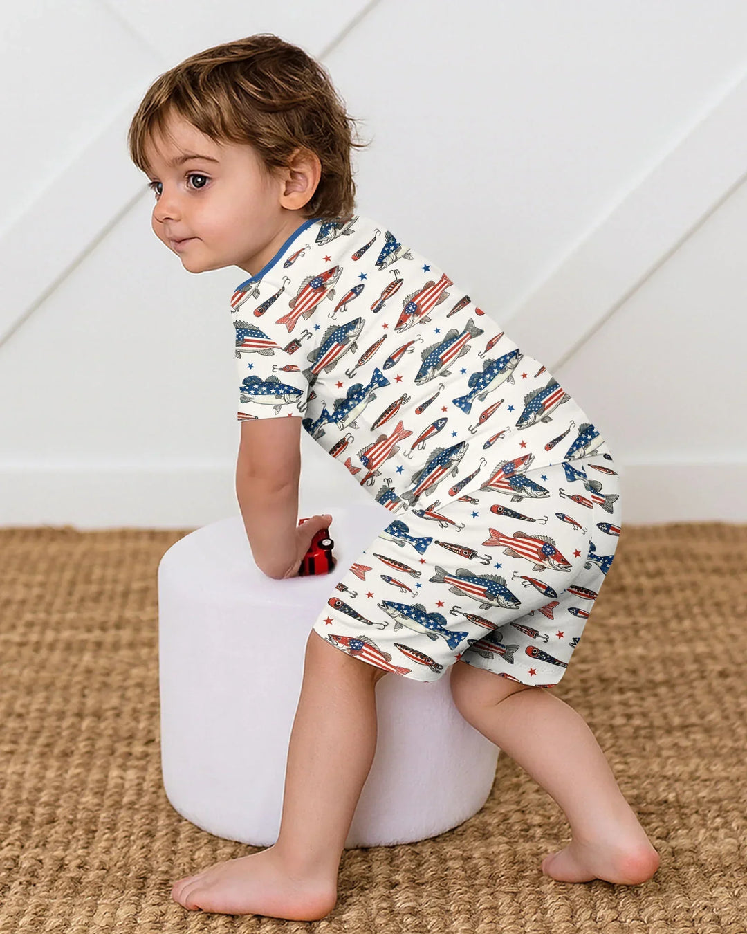 Hooked On Freedom Bamboo Two Piece Short Sleeve Shorts Pajama Set