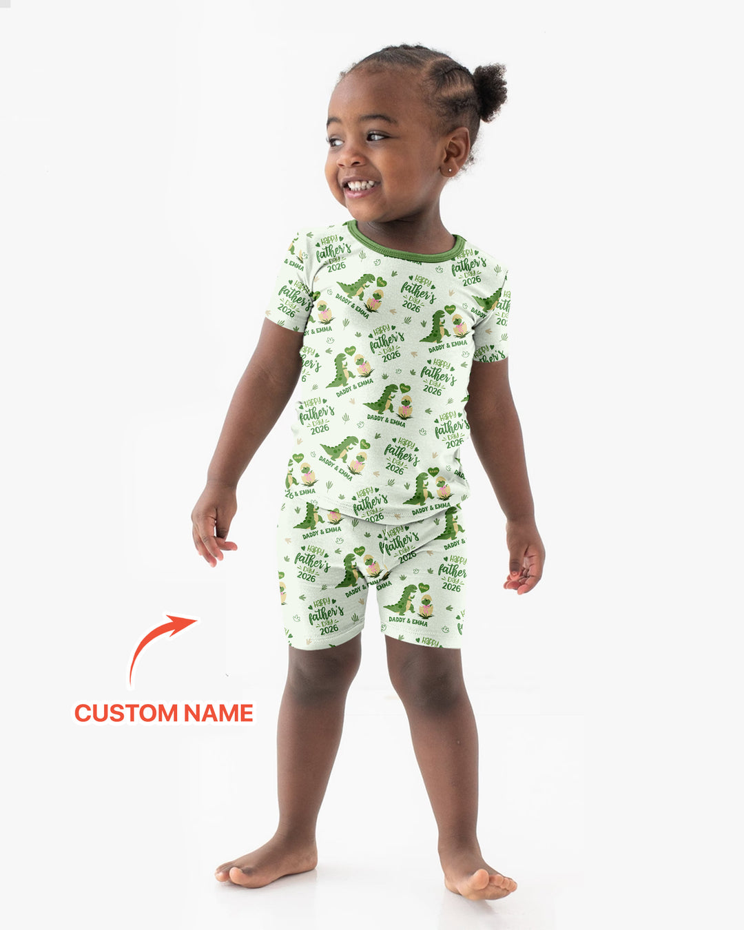 Custom Name Fathers Day 2026 Bamboo Two Piece Short Sleeve Shorts Pajama Set