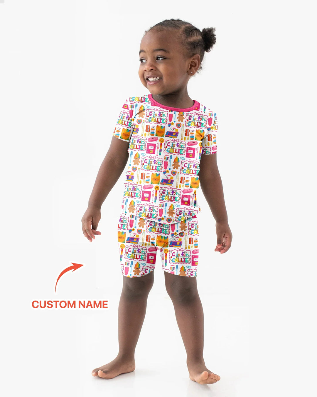 Custom Name Classroom Cuties Bamboo Two Piece Short Sleeve Shorts Pajama Set
