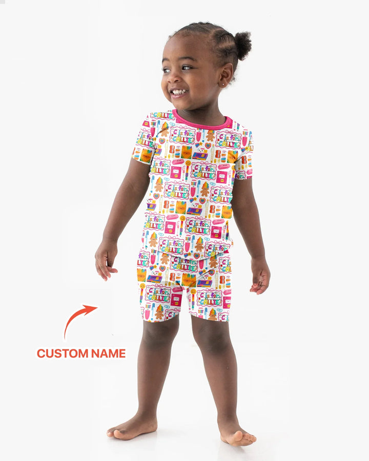 Custom Name Classroom Cuties Bamboo Two Piece Short Sleeve Shorts Pajama Set