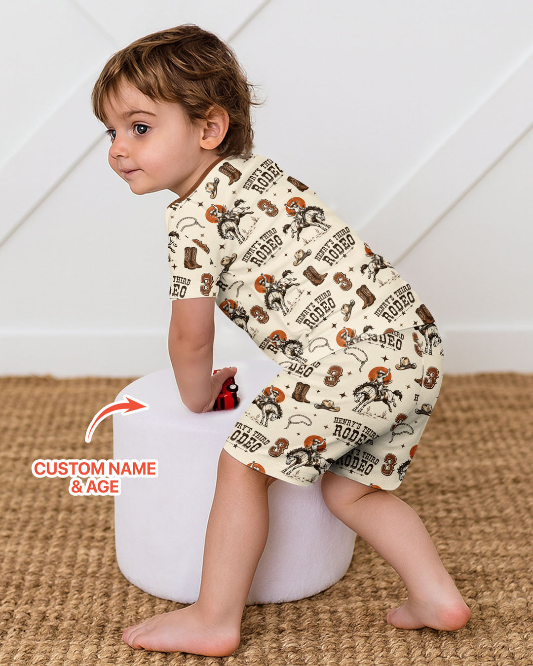 Custom Name Birthday Rodeo Bamboo Two Piece Short Sleeve Shorts Pajama Set