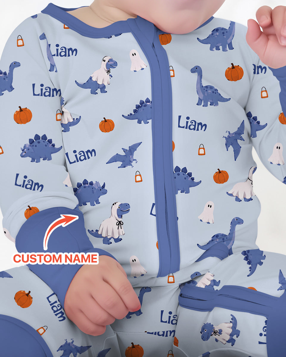 Custom Name Spooky Dinosaur Halloween - Personalized Bamboo Convertible Zippy