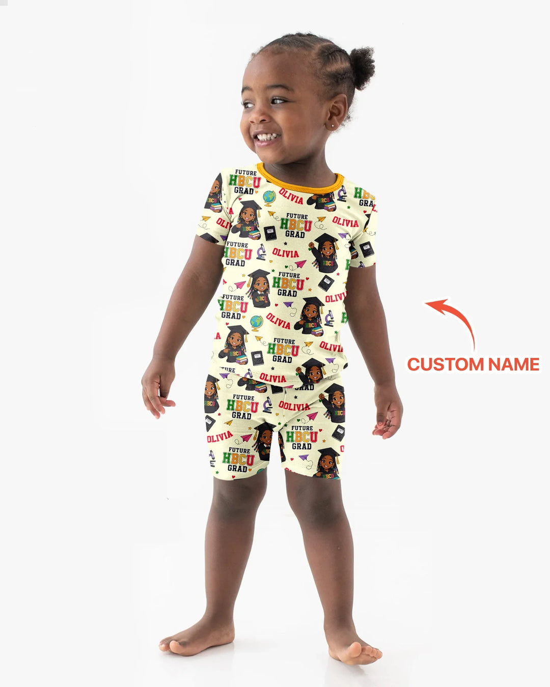 Custom Name Future HBCU Grad Bamboo Two Piece Short Sleeve Shorts Pajama Set